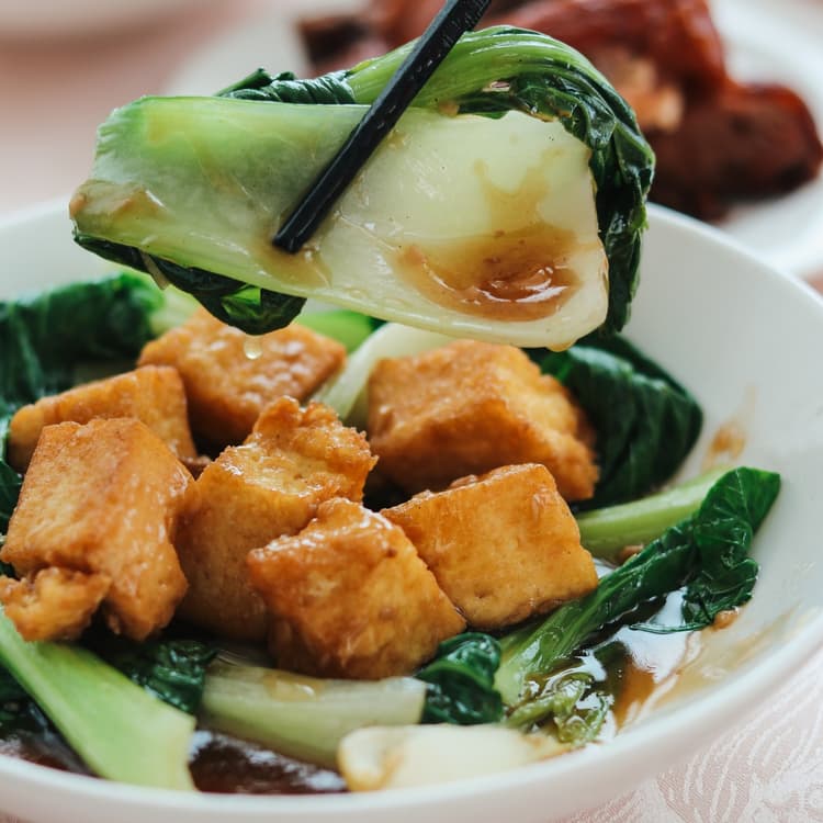 Fresh Bok Choy served with Japanese Tofu