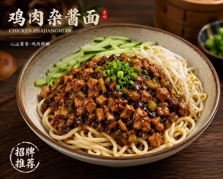 Chicken minced sauce hand pulled noodles