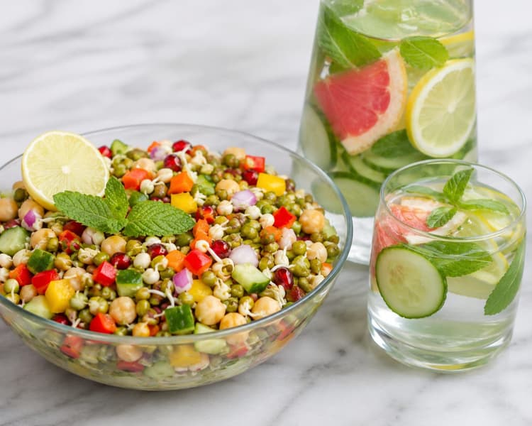 Healthy Sprouts Salad with Detox water