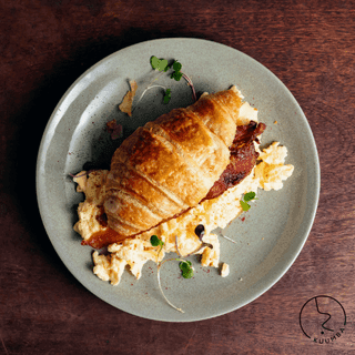 BUTTERY SCRAMBLED EGG & MACON CROISSANTS